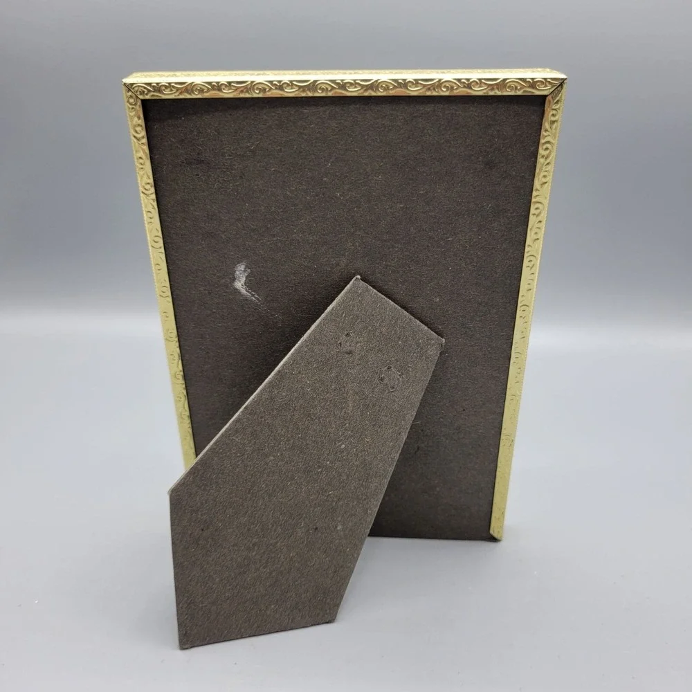 Vintage Metal Gold Tone 5x7 Raj Collection Picture Frame With Decorative Border